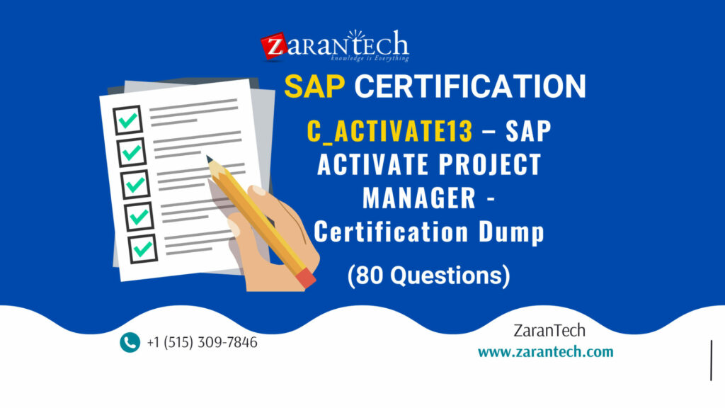 C_ACTIVATE13 – SAP ACTIVATE PROJECT MANAGER