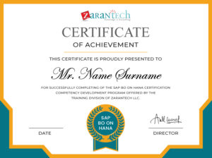 SAP BO on HANA Training-Sample Certificate|ZaranTech