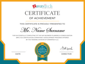 SAP BPC 10.0 Training-Sample certificate|ZaranTech